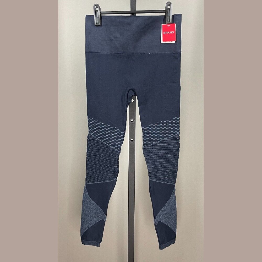 SPANX Navy Textured High-Waist Leggings